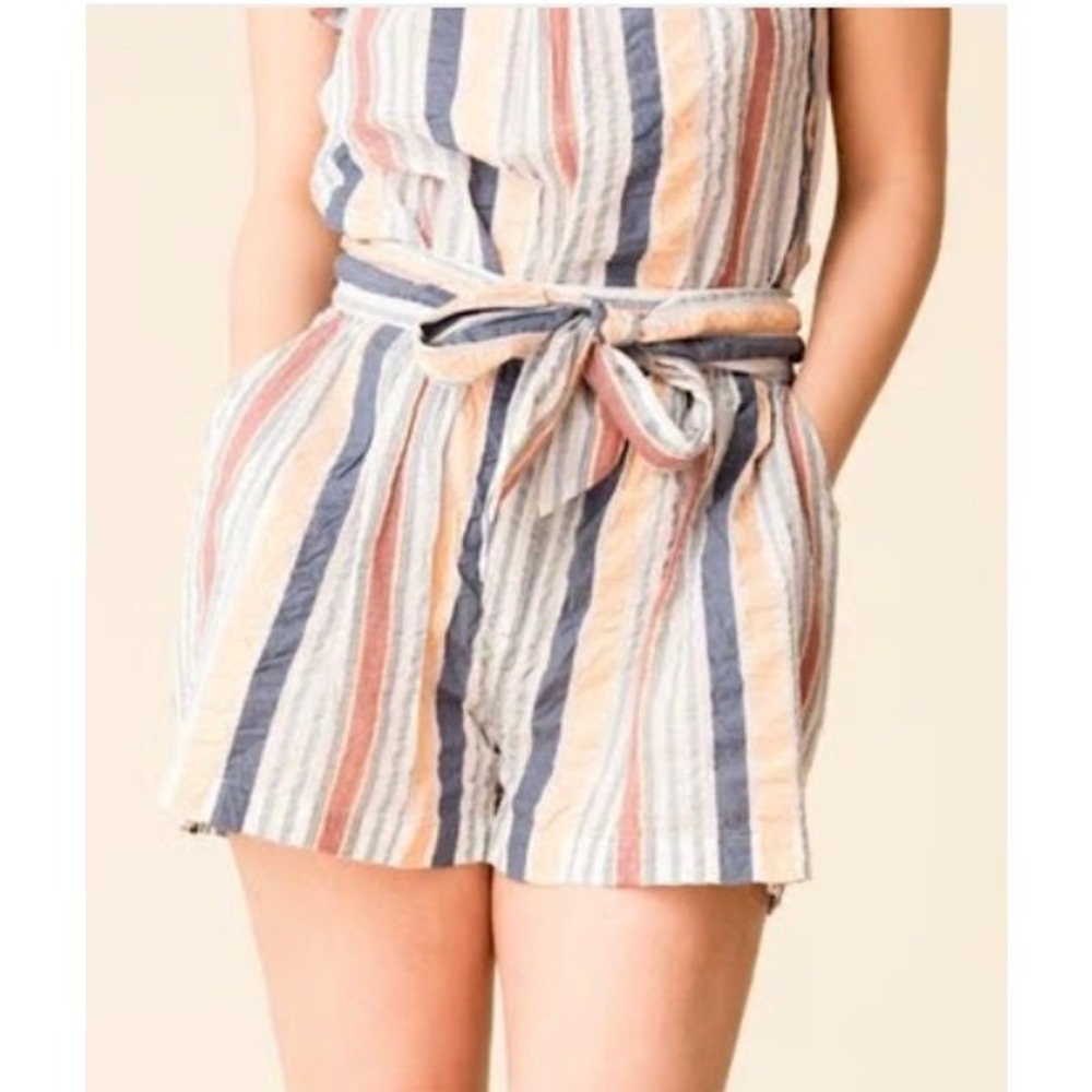 Ulla Johnson Martim Shorts Sky Blue Striped Tie Waist High Rise Short Size 4‎ - Picture 3 of 11